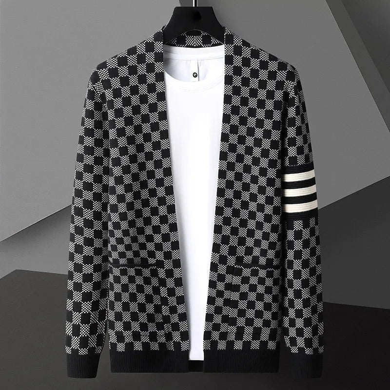 Monarch Checkered Knit Cardigan - Image 6