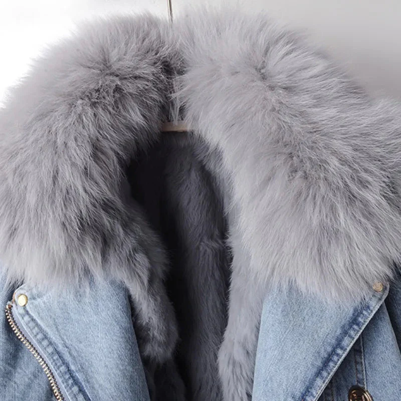 Celeste Faux Fur Denim Moto - Image 5