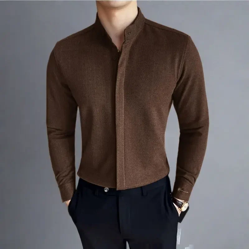 Mandarin Button-Up Shirt - Image 10