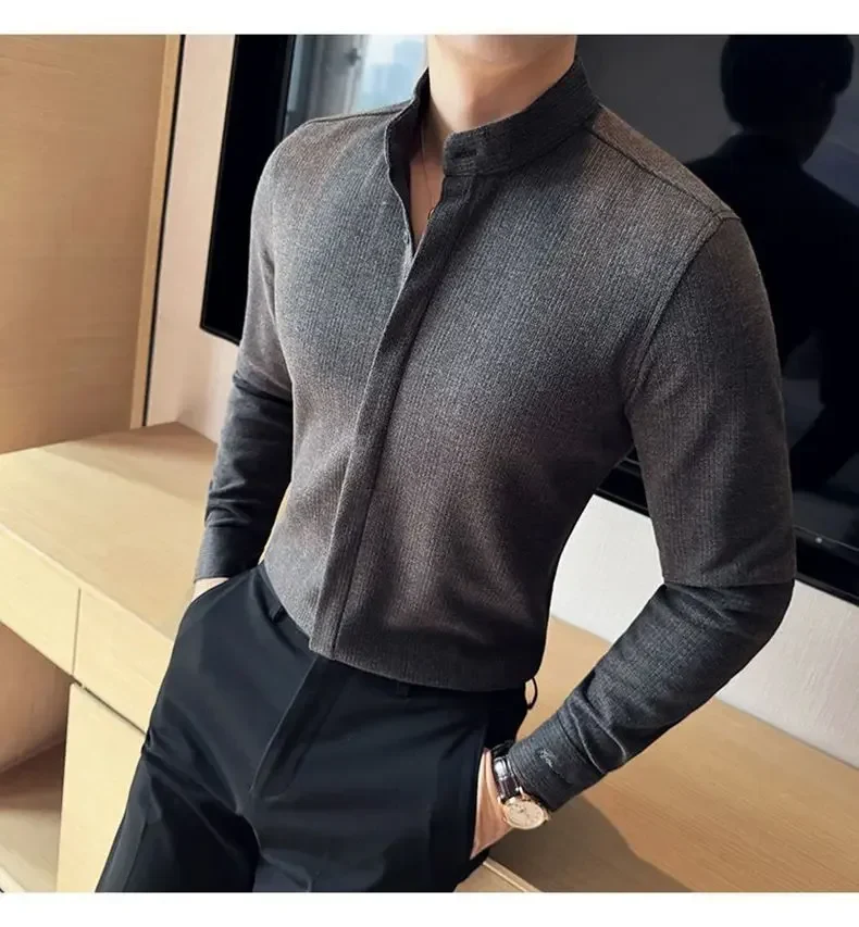Mandarin Button-Up Shirt - Image 3