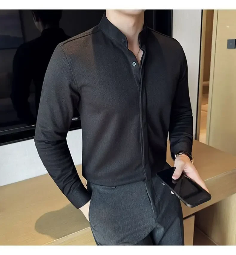 Mandarin Button-Up Shirt - Image 6