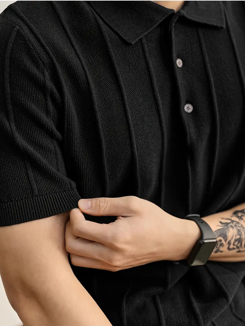 Riviera Textured Knit Polo Shirt - Image 14