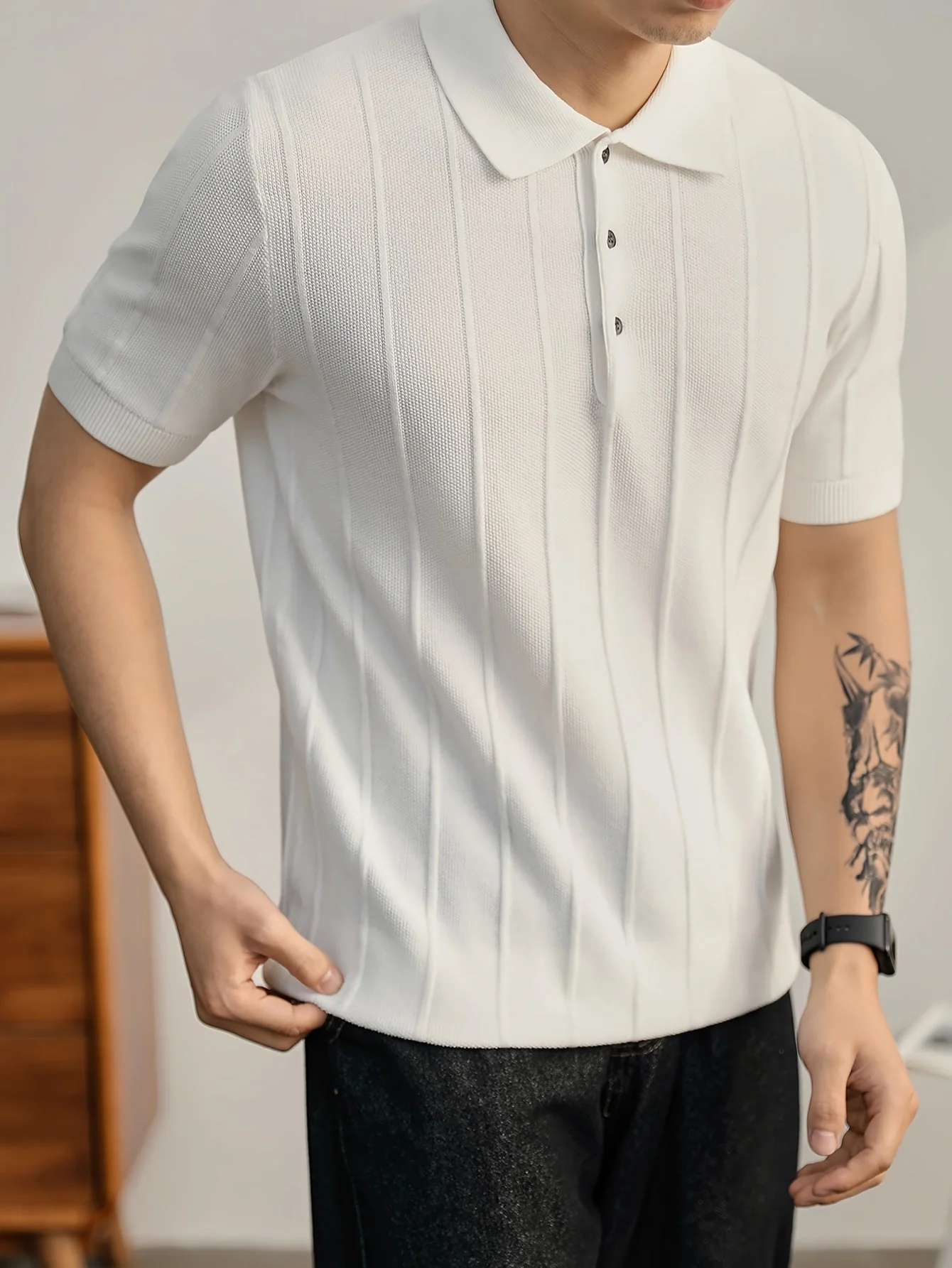 Riviera Textured Knit Polo Shirt - Image 17
