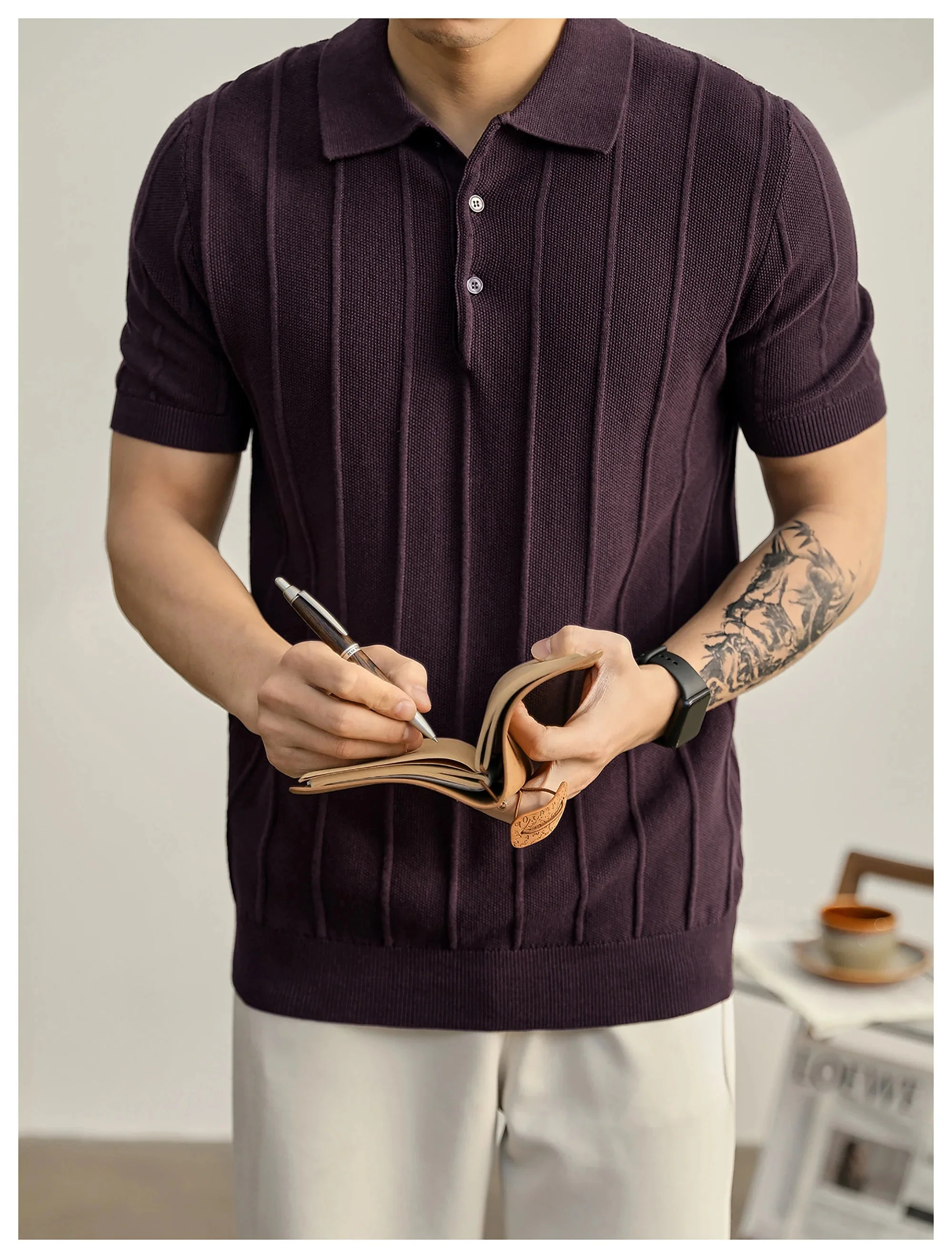 Riviera Textured Knit Polo Shirt - Image 21
