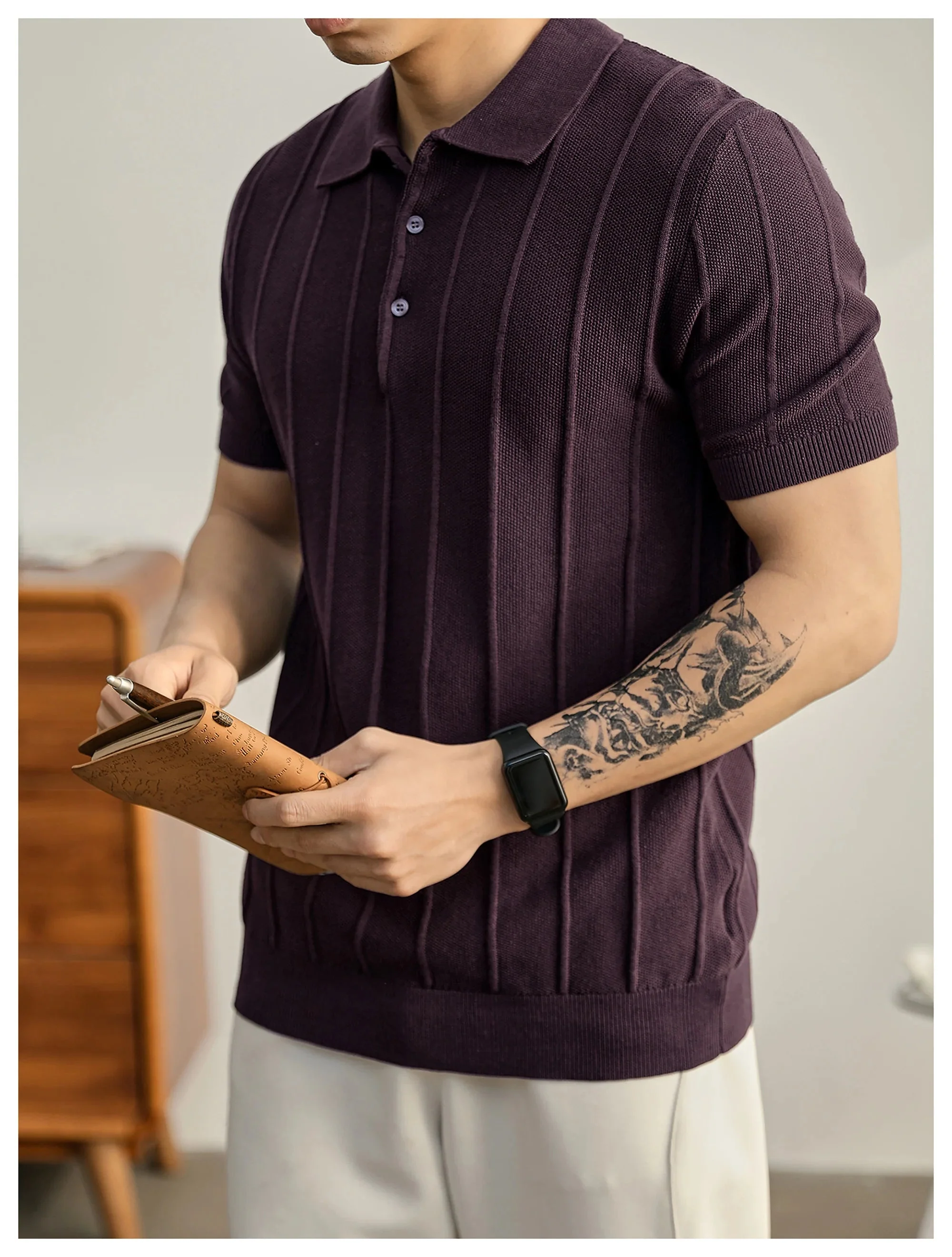 Riviera Textured Knit Polo Shirt - Image 6